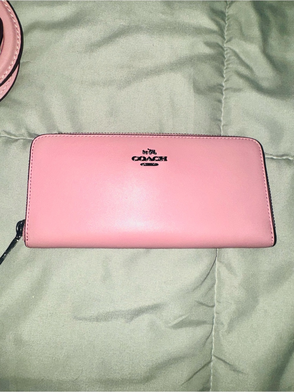 Coach Pink Leather Zip Around Wallet